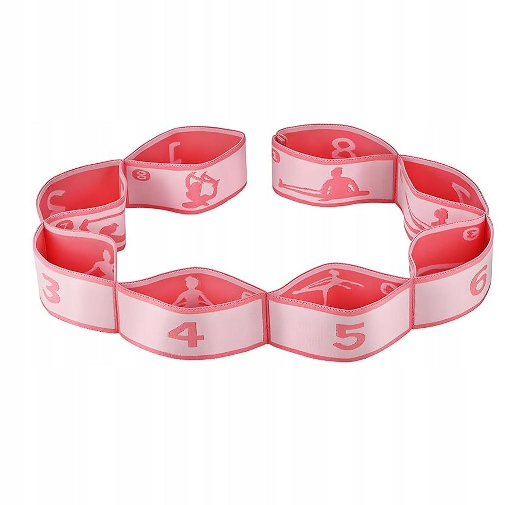 Gymnastics Stretching Tape Resistance Rubber with Exercise Pictures 8 Sections Width 40 mm