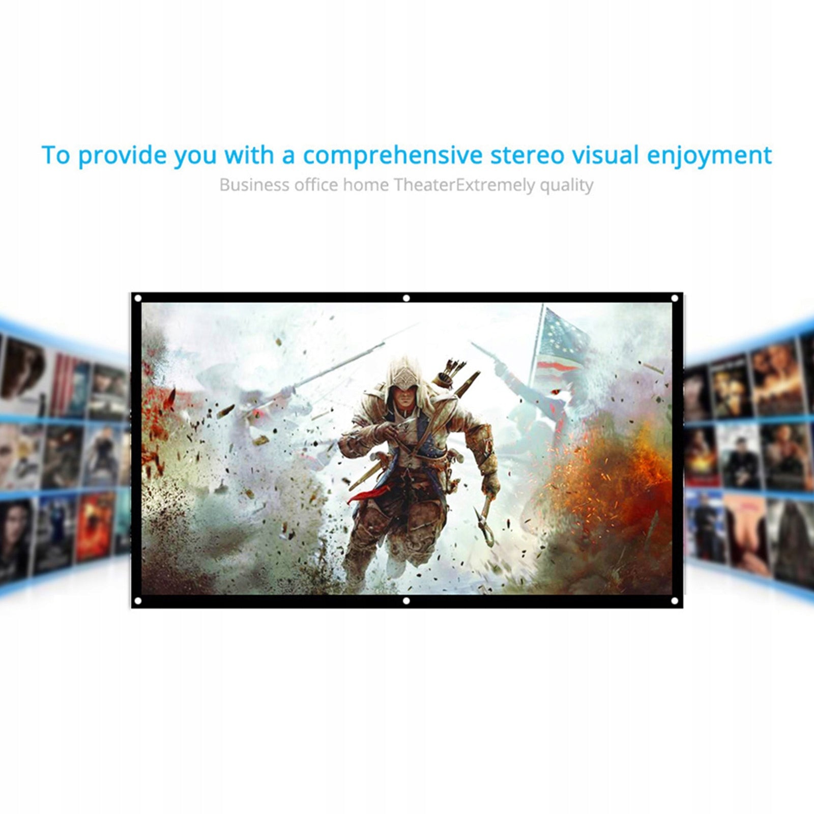 H60 60 Inch Portable HD Projection Screen 16:9 White Dacron 60 Inch pr