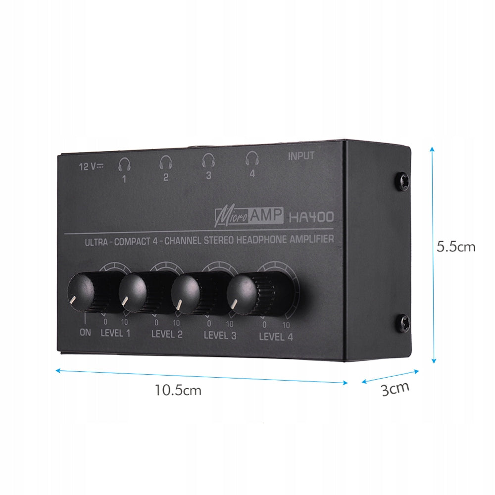 HA400 Ultra-Compact 4 Channels Mini Audio Stereo Amplifier XV
