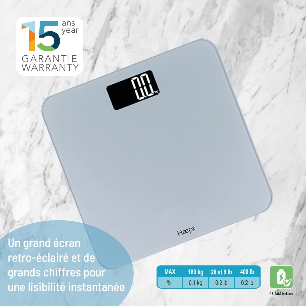 HAEPI Digital Bathroom Scale Glass Platform LED Display 180kg Brand no brand