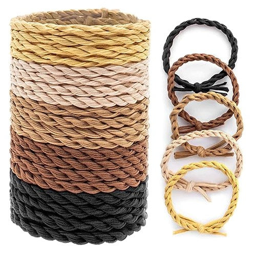 HAIR BANDS HAND BRAIDED BLACK FOR WOMEN SET OF 20 PCS.