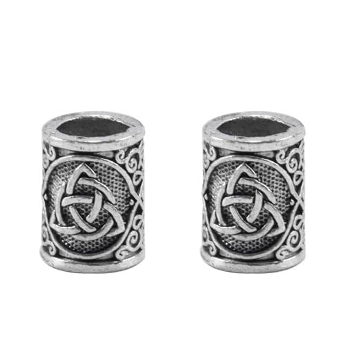 HAIR BEADS SILVER STEEL BEARD DREADLOCK BRAIDS 2 PACK Leather Brand no brand