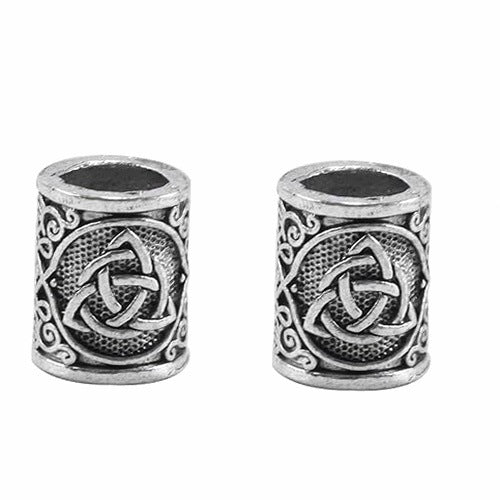 HAIR BEADS SILVER STEEL BEARD DREADLOCK BRAIDS 2 PACK Leather
