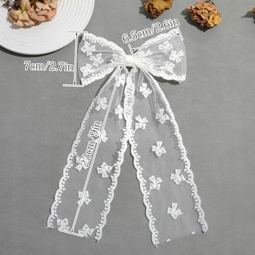 HAIR BOW TULLE LACE ELEGANT BEIGE FOR WOMEN 3 PCS. Manufacturer code Bez marki