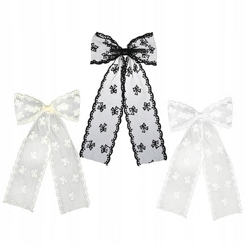 HAIR BOW TULLE LACE ELEGANT BEIGE FOR WOMEN 3 PCS.