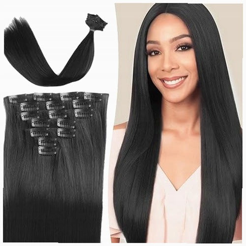 HAIR CLIP ATTACHMENTS FOR WOMEN 7 PCS EXTENSION 55 CM METAL