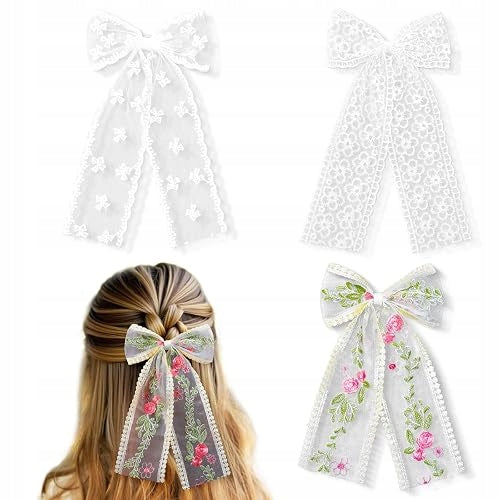HAIR CLIP FLOWER BOW LACE ELEGANT GIFT GIRL 3