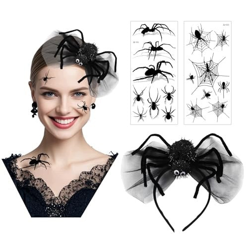 HAIR CLIP HALLOWEEN SPIDERS TATTOOS HEAD ORNAMENT CARNIVAL Brand no brand