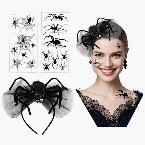 HAIR CLIP HALLOWEEN SPIDERS TATTOOS HEAD ORNAMENT CARNIVAL