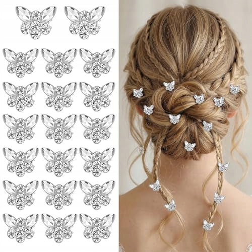HAIR CLIPS BUTTERFLIES WITH STRAS SILVER DECORATIVE FOR GIRLS 20 PCS Brand no brand