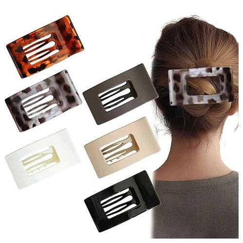HAIR CLIPS CLAW RECTANGULAR FLAT FOR WOMEN GIRLS SET OF 6