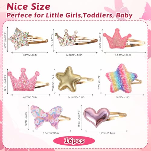 HAIR CLIPS FOR GIRLS GLITTER STAR HEART 16 PCS FOR birthday Manufacturer code Bez marki