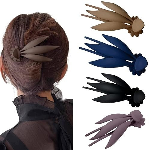 HAIR CLIPS LEAF BLACK RESIN WOMEN GIRLS GIFT 4 PCS. Brand no brand