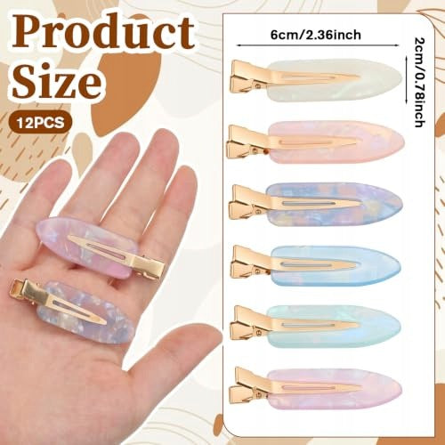 HAIR CLIPS SEAMLESS ACRYLIC COLORED FOR WOMEN SET OF 12 PCS. Manufacturer code SWC5908151411995