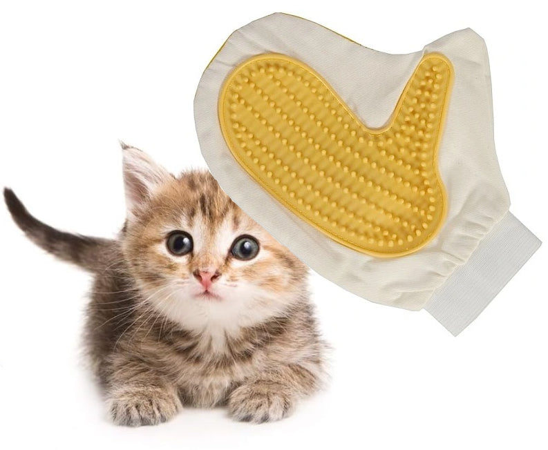 HAIR COMBING GLOVE RUBBER MASSAGE RELAXATION DOG CAT BRUSH