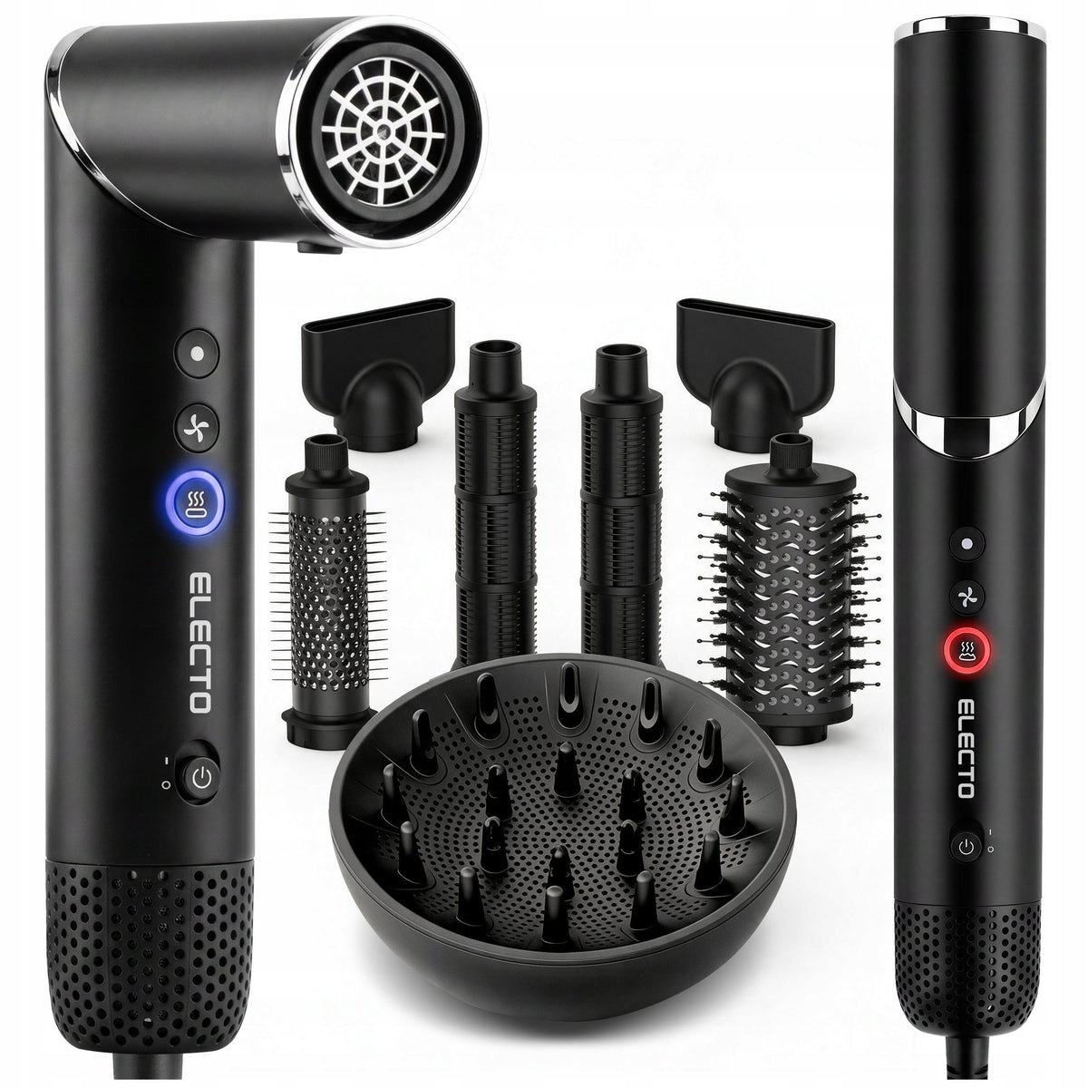 HAIR DRYER CURLER MULTISTYLER WITH DIFFUSER IONIZATION OVERLAY STRONG