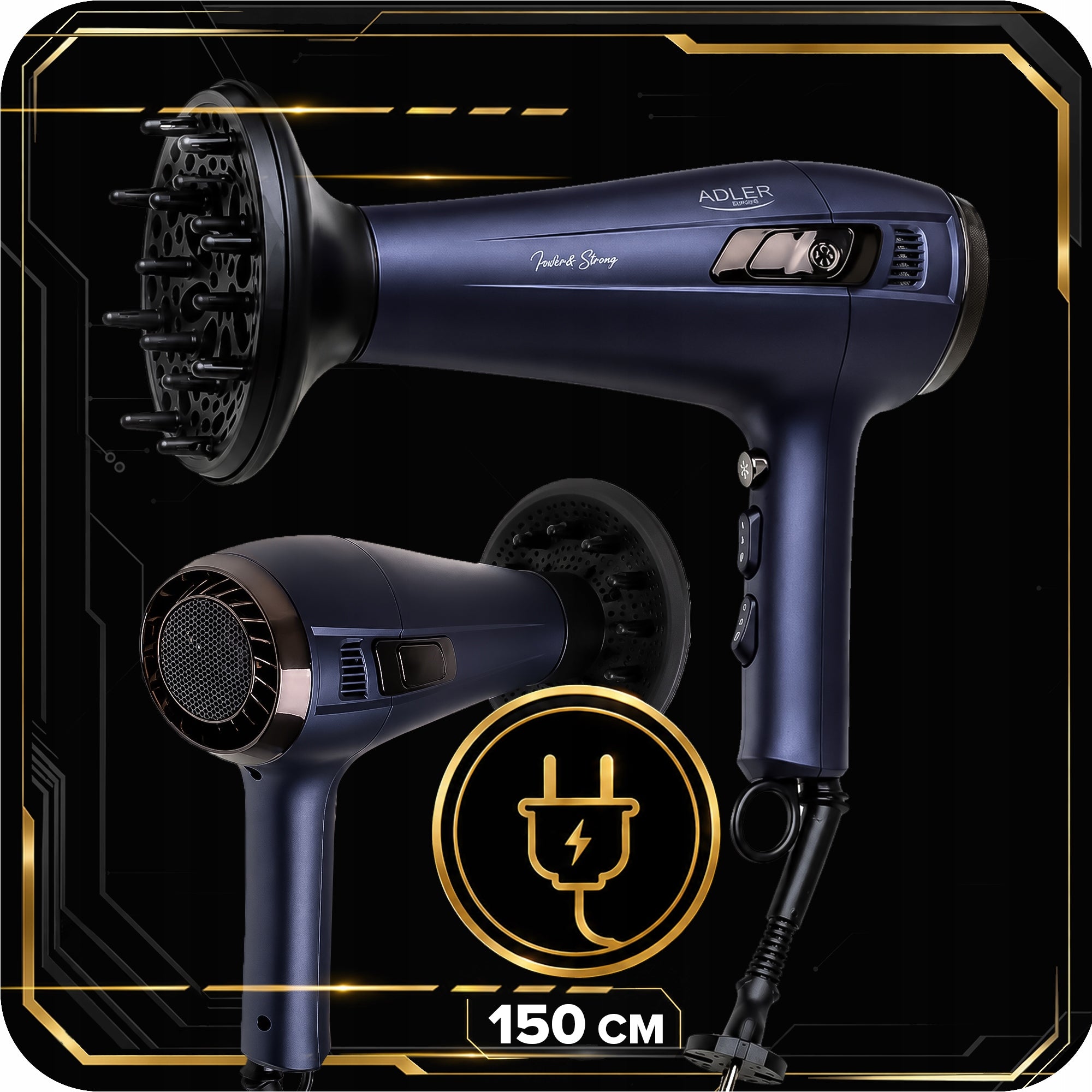 HAIR DRYER DIFFUSER WITH IONIZATION STRONG 2400 IN COLD AIR REGULATION Packaging status original