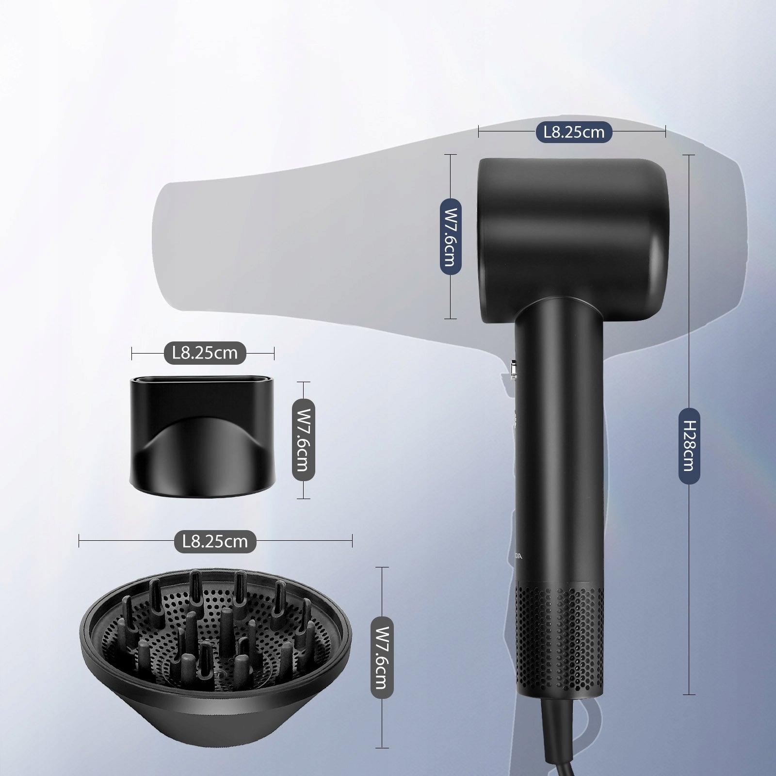HAIR DRYER IONIZATION 1600W LED DIFFUSER BLDC Manufacturer code B30301ABWY