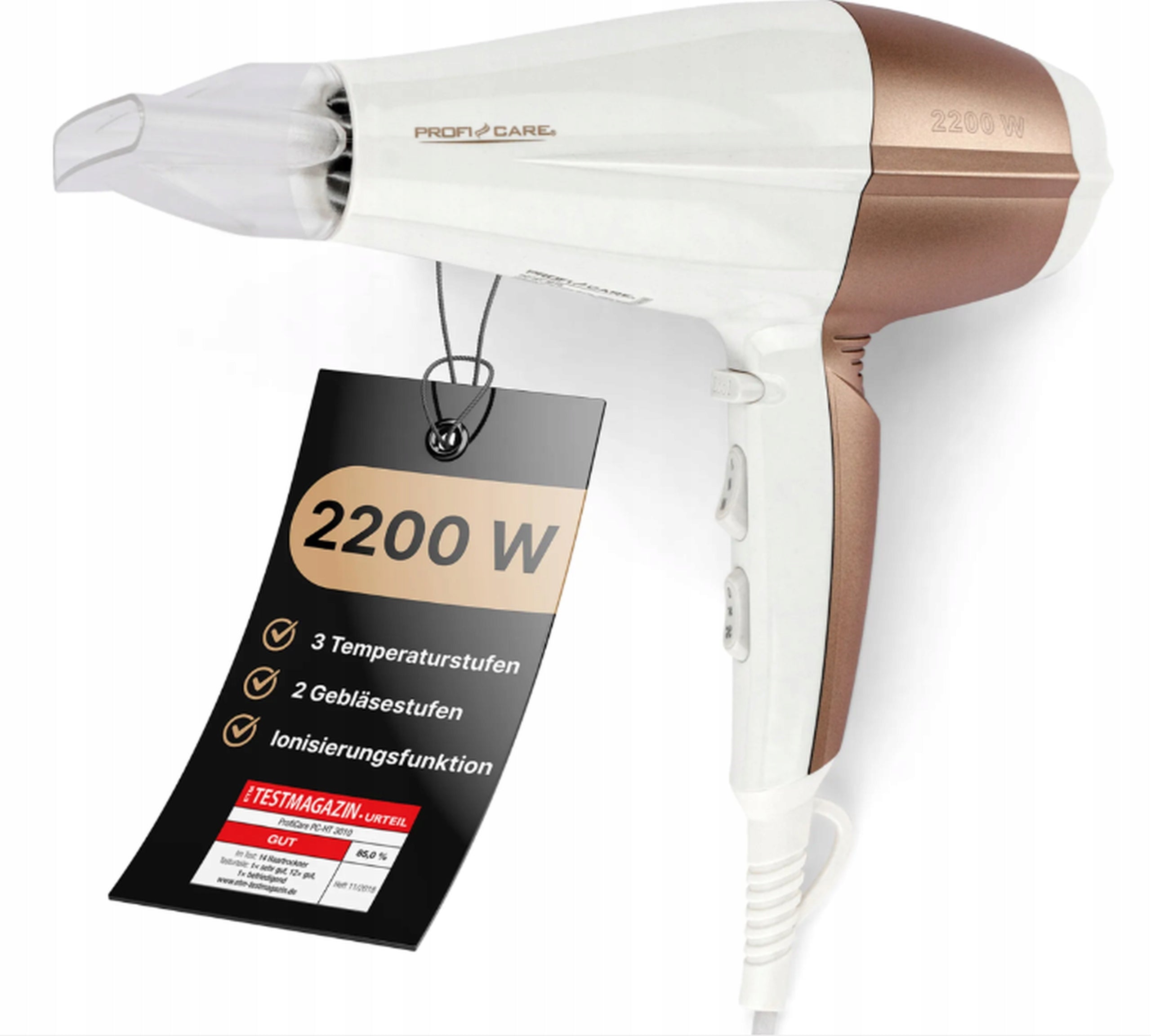 HAIR DRYER IONIZATION STRONG 2200W COLD AIR CONCENTRATOR PRO