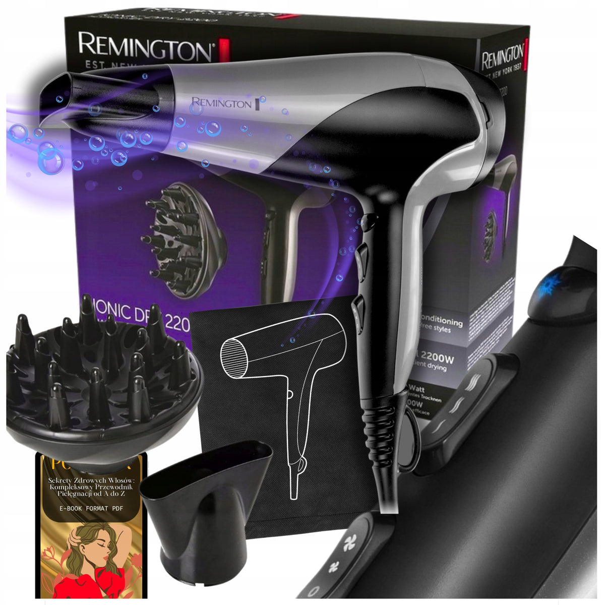 HAIR DRYER REMINGTON STRONG DIFFUSER HUB +FREEBIE!
