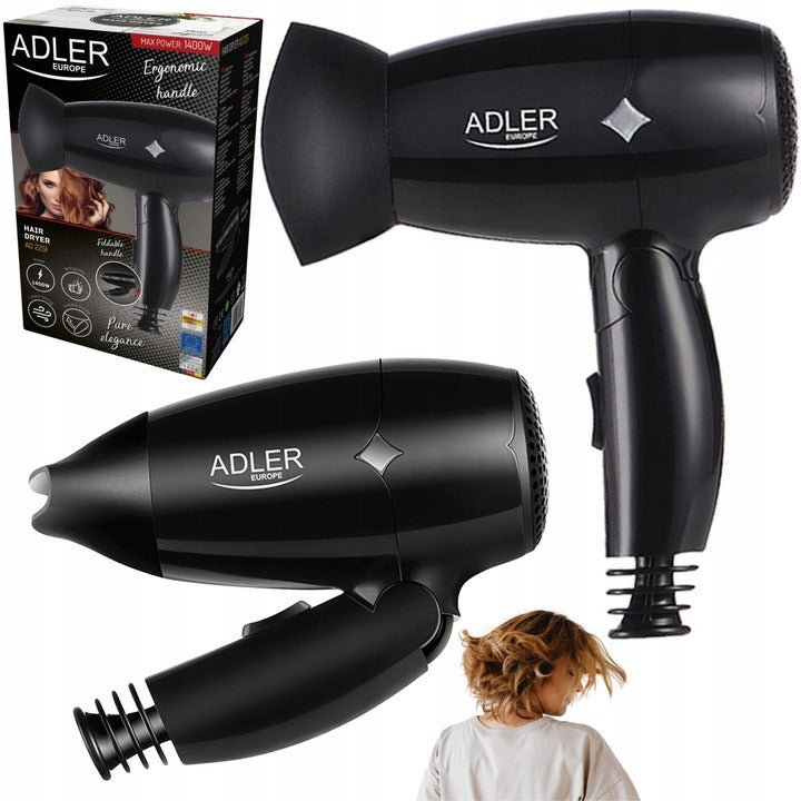HAIR DRYER TRAVEL CONCENTRATOR FOLDING BLACK 1400W