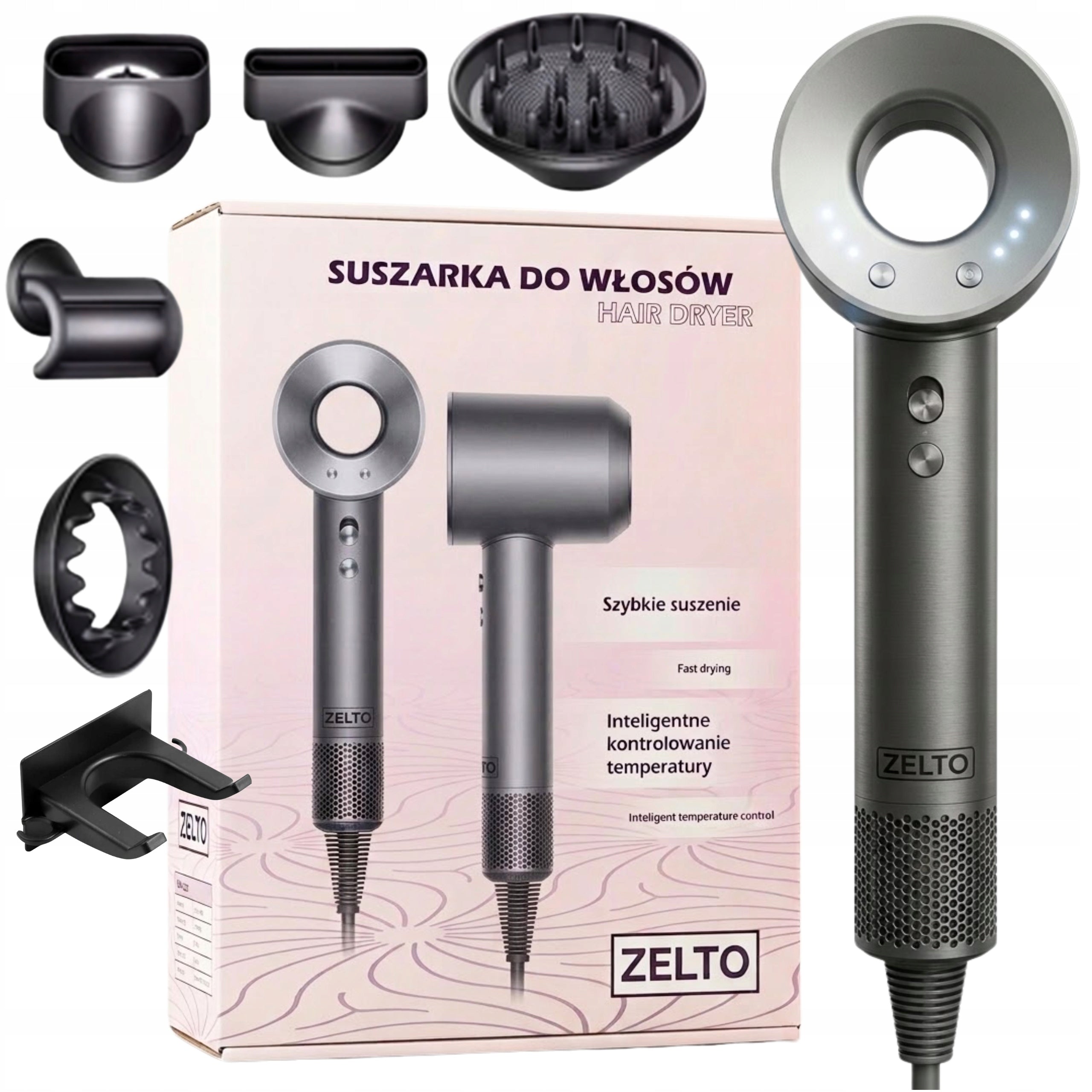 HAIR DRYER WITH IONIZATION DIFFUSER 1600W HANDLE 5XCAPS STRONG LIGHTWEIGHT