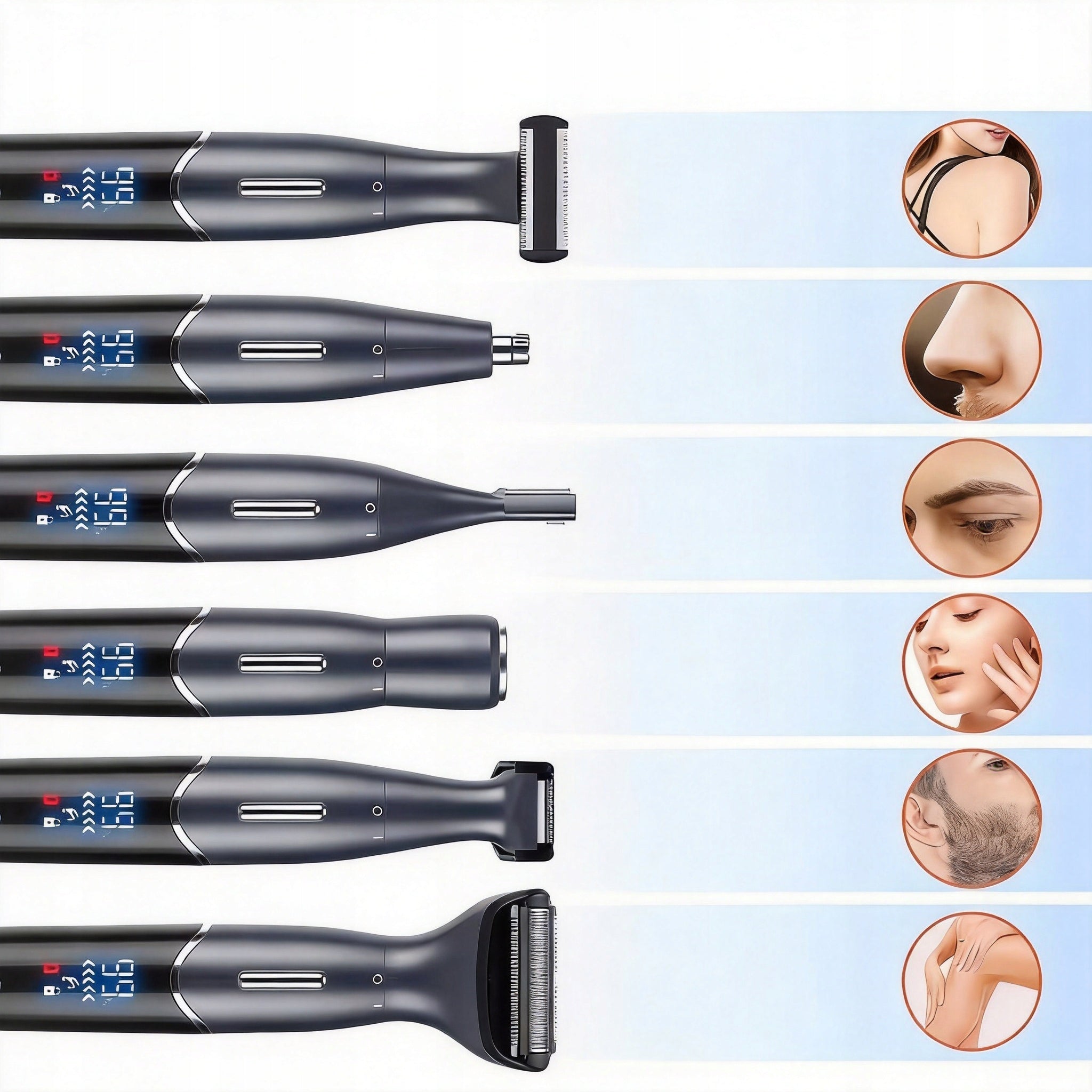 HAIR REMOVAL MACHINE 6IN1 SHAVER TRIMMER NOSE EYEBROW BIKINI 60MIN BLACK Brand no brand