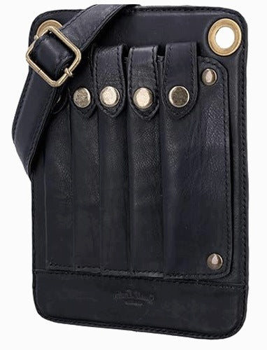 HAIRDRESSING BAG LEATHER PINO SHOULDER TOOLS ACCESSORIES BLACK