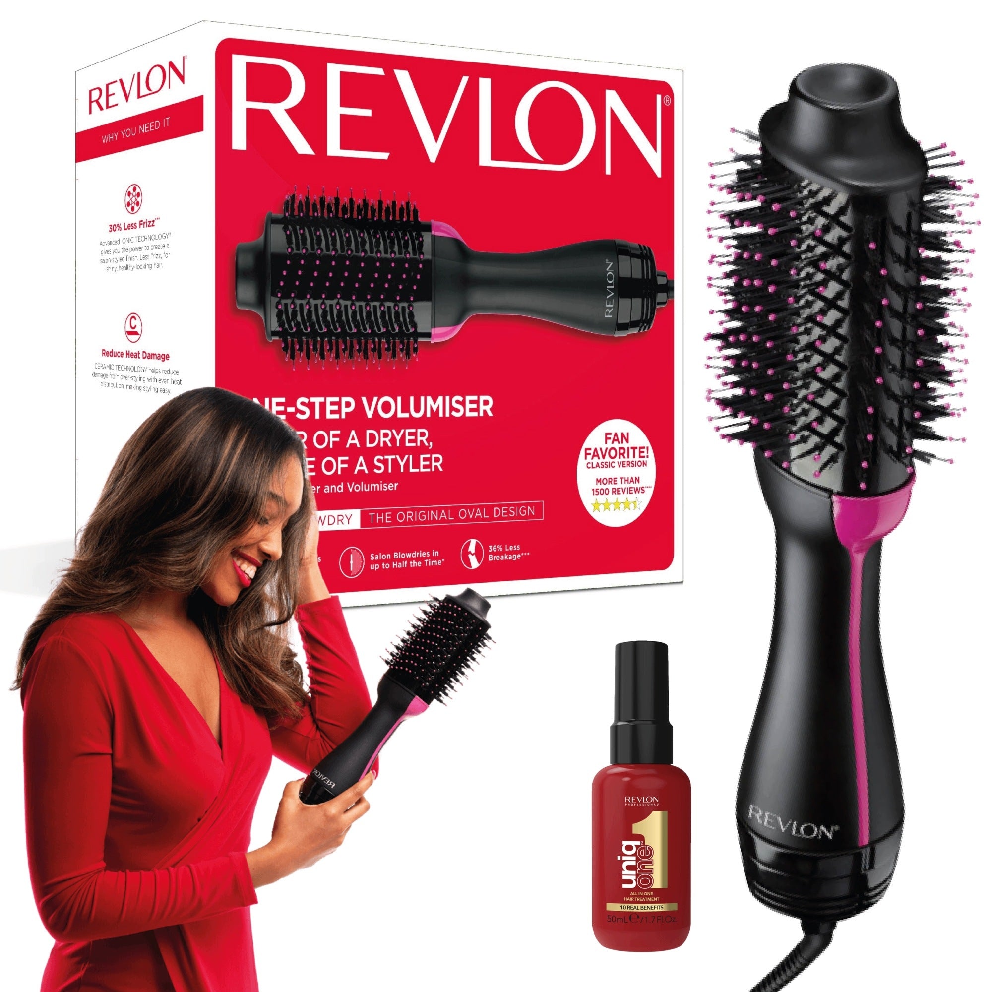 HAIRDRYER BRUSH 2IN1 REVLON ONE-STEP RVDR5222 AND SPRAY UNIQONE