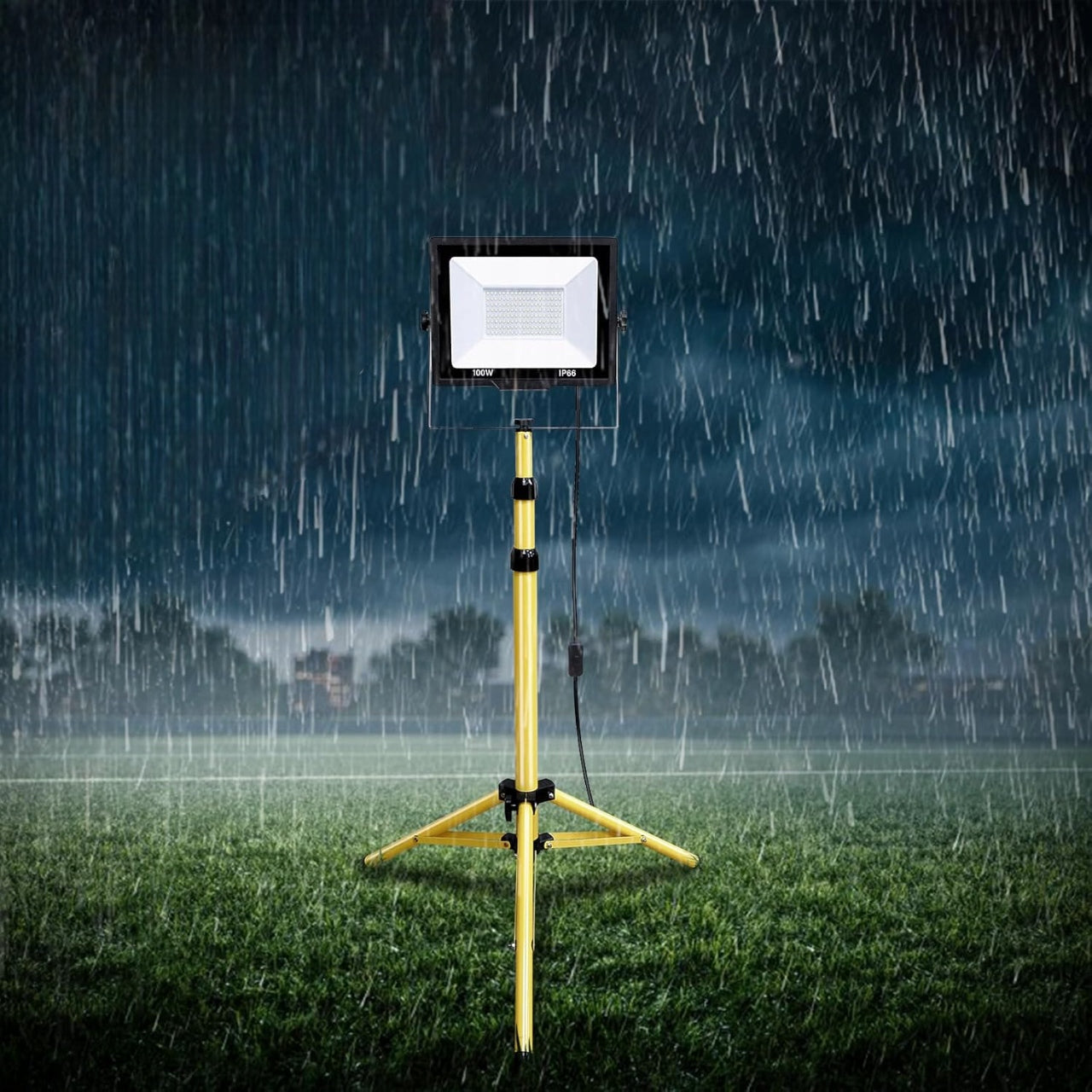 HALOGEN CONSTRUCTION LED FLOODLIGHT TRIPOD 100W SET LAMP + STAND Color temperature 6000 K