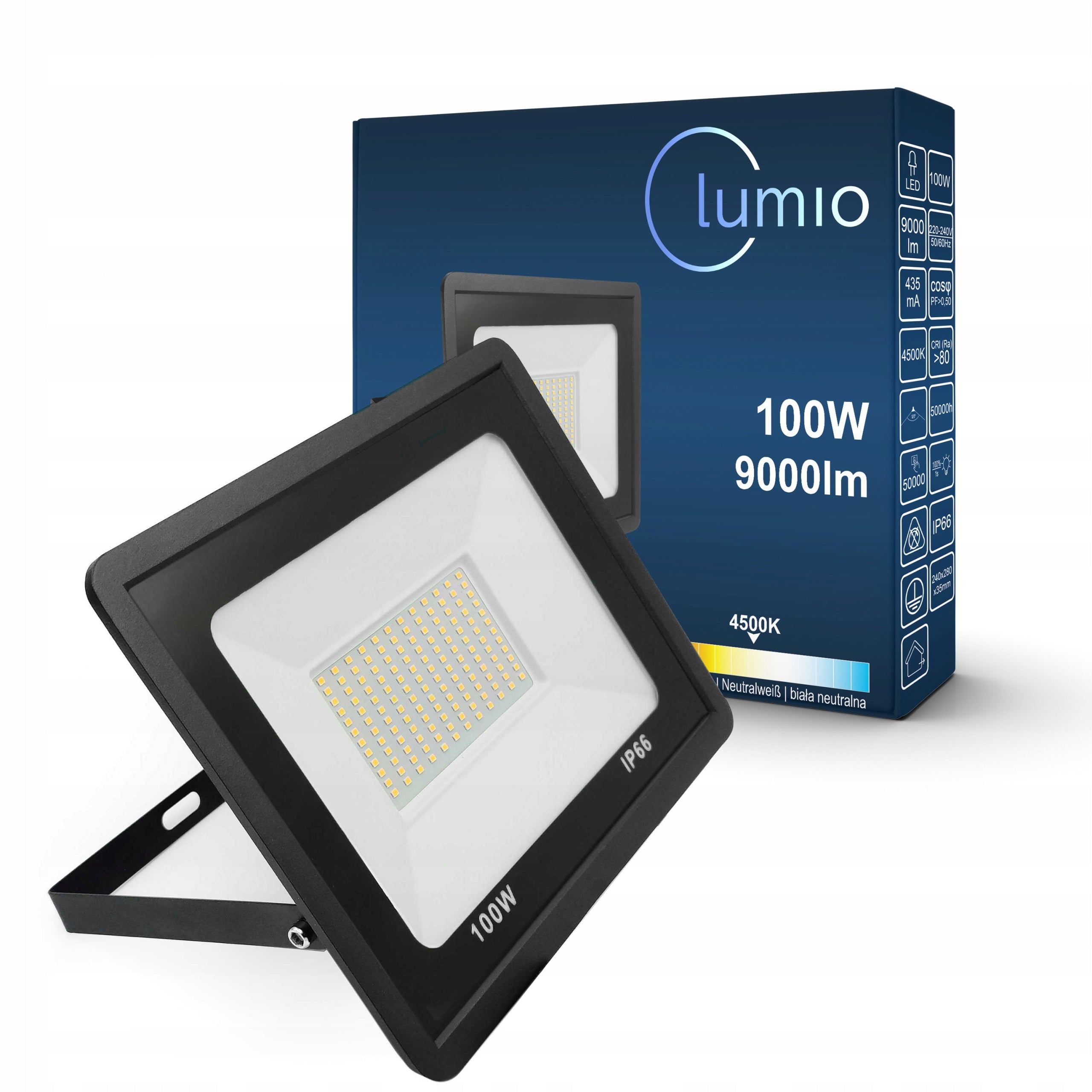 HALOGEN FLOODLIGHT LED LAMP 100W 9000lm IP66 OUTDOOR 4500K NEUTRAL
