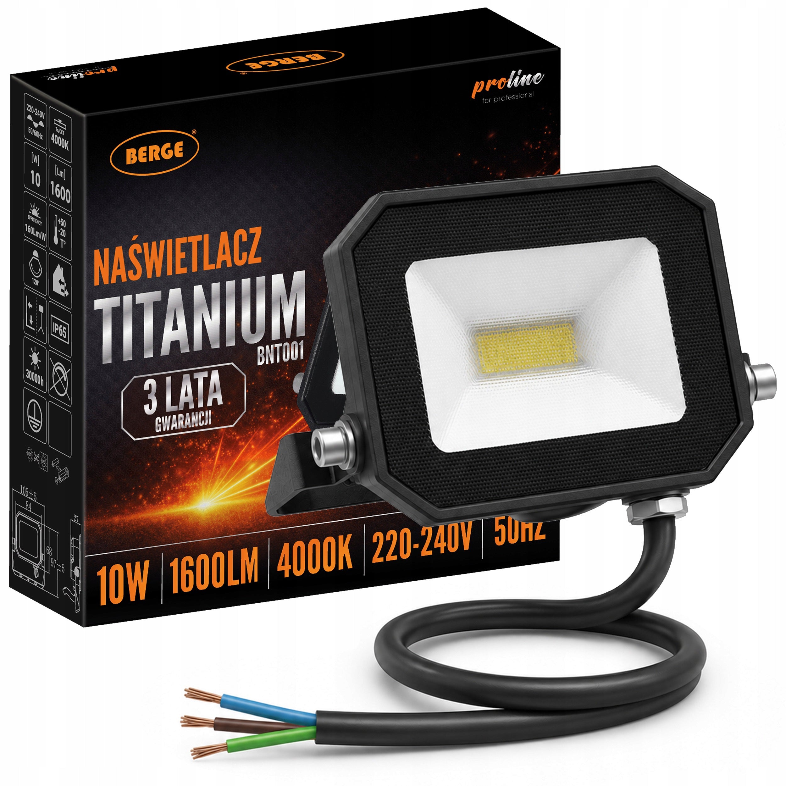 HALOGEN FLOODLIGHT LED LAMP 10W 1600lm IP65 OUTDOOR 4000K NEUTRAL