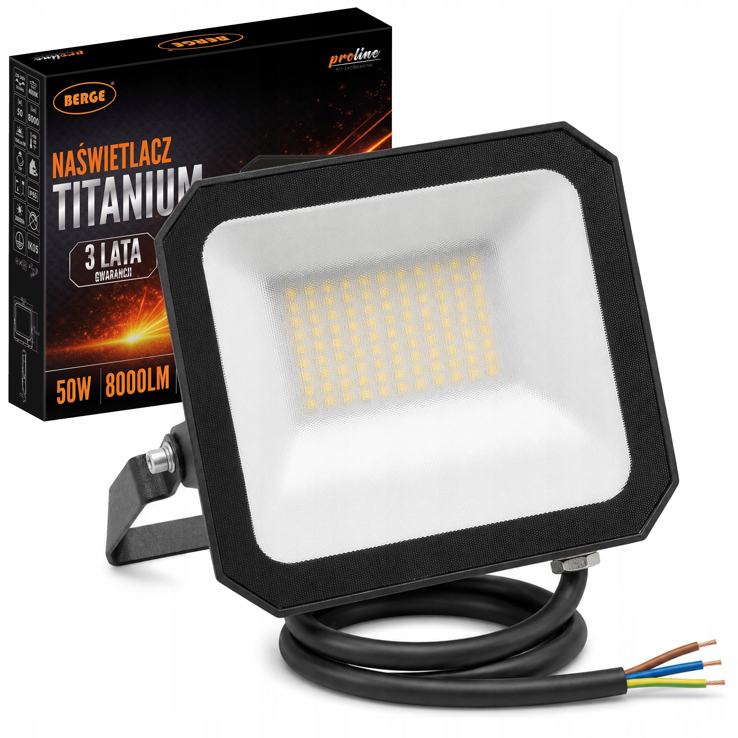 HALOGEN FLOODLIGHT LED LAMP 50W 8000lm IP65 OUTDOOR 4000K NEUTRAL