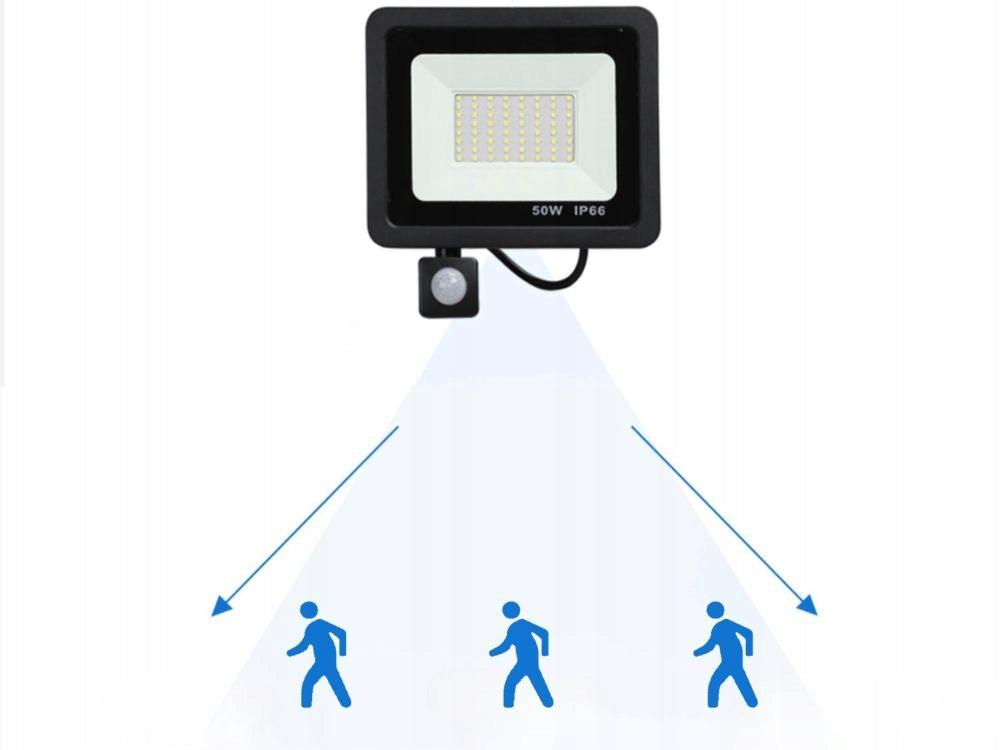 HALOGEN FLOODLIGHT LED SPOTLIGHT 50W 6000K WITH TWILIGHT MOTION SENSOR IP66 Manufacturer code 12349
