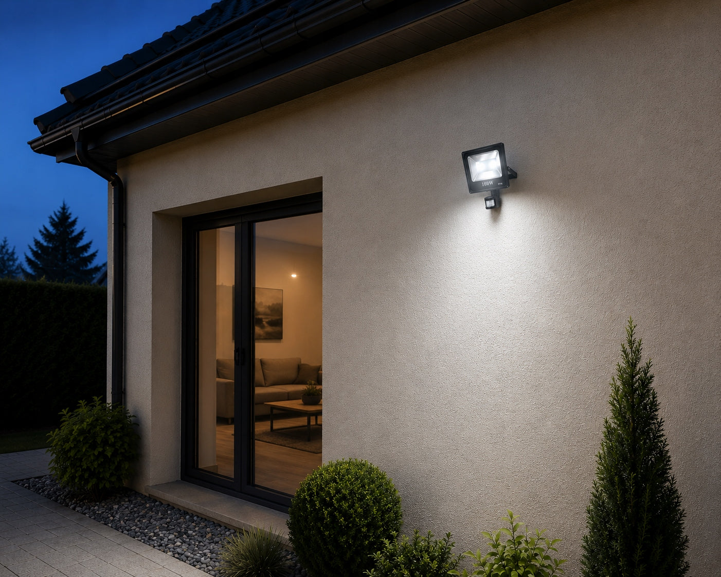 HALOGEN Floodlight LED lamp 100W with motion sensor outdoor POWERFUL Manufacturer code HALOGEN Naświetlacz Lampa LED 100W czujnik