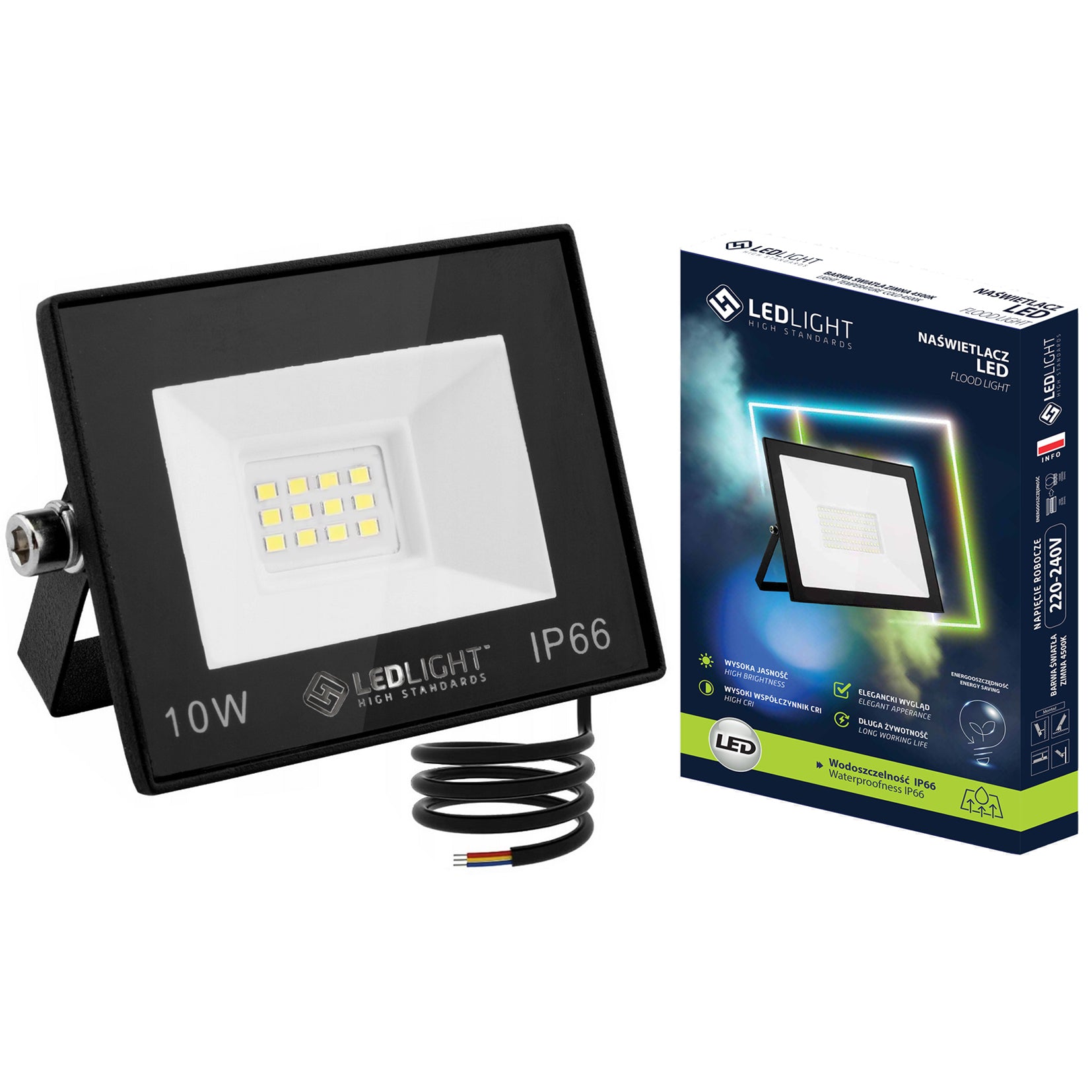 HALOGEN LED 10W FLOODLIGHT SLIM OUTDOOR IP66 WORKING WHITE cold
