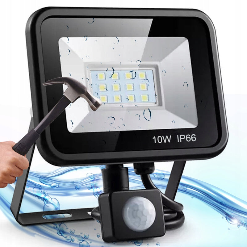 HALOGEN LED 10W LAMP WITH DUSK MOTION SENSOR OUTDOOR FLOODLIGHT IP66