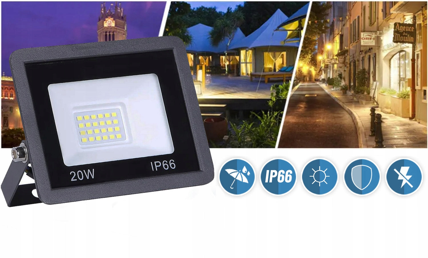 HALOGEN LED 20W FLOODLIGHT LAMP IP66 1900lm STRONG WATERPROOF PREMIUM Packaging status original