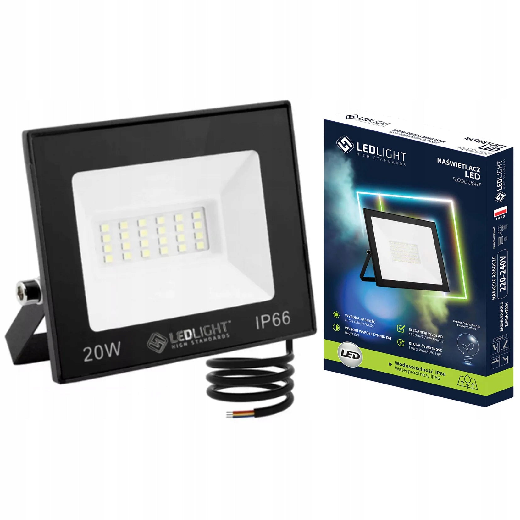 HALOGEN LED 20W FLOODLIGHT SLIM OUTDOOR IP66 WORKING WHITE cold