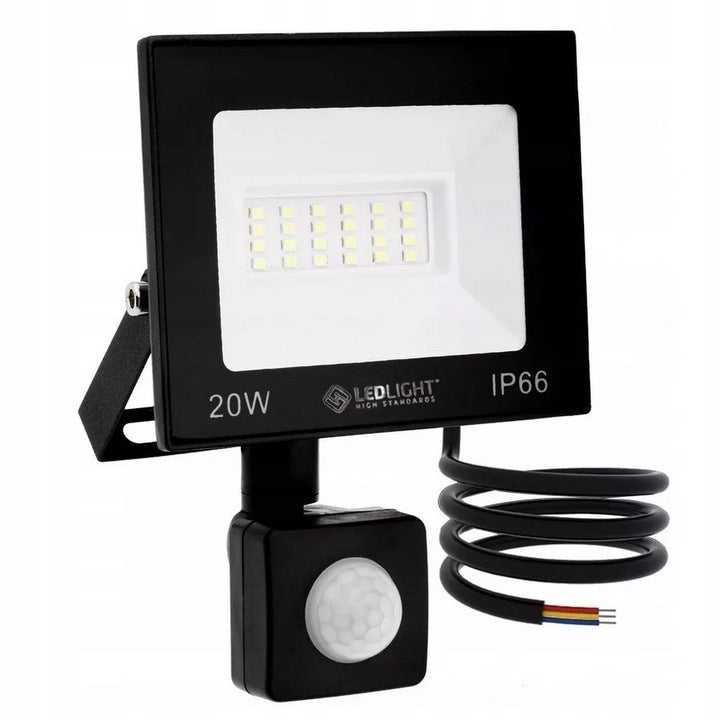 HALOGEN LED 20W FLOODLIGHT with PIR motion sensor SLIM IP66 WORKING cold Manufacturer code B2204