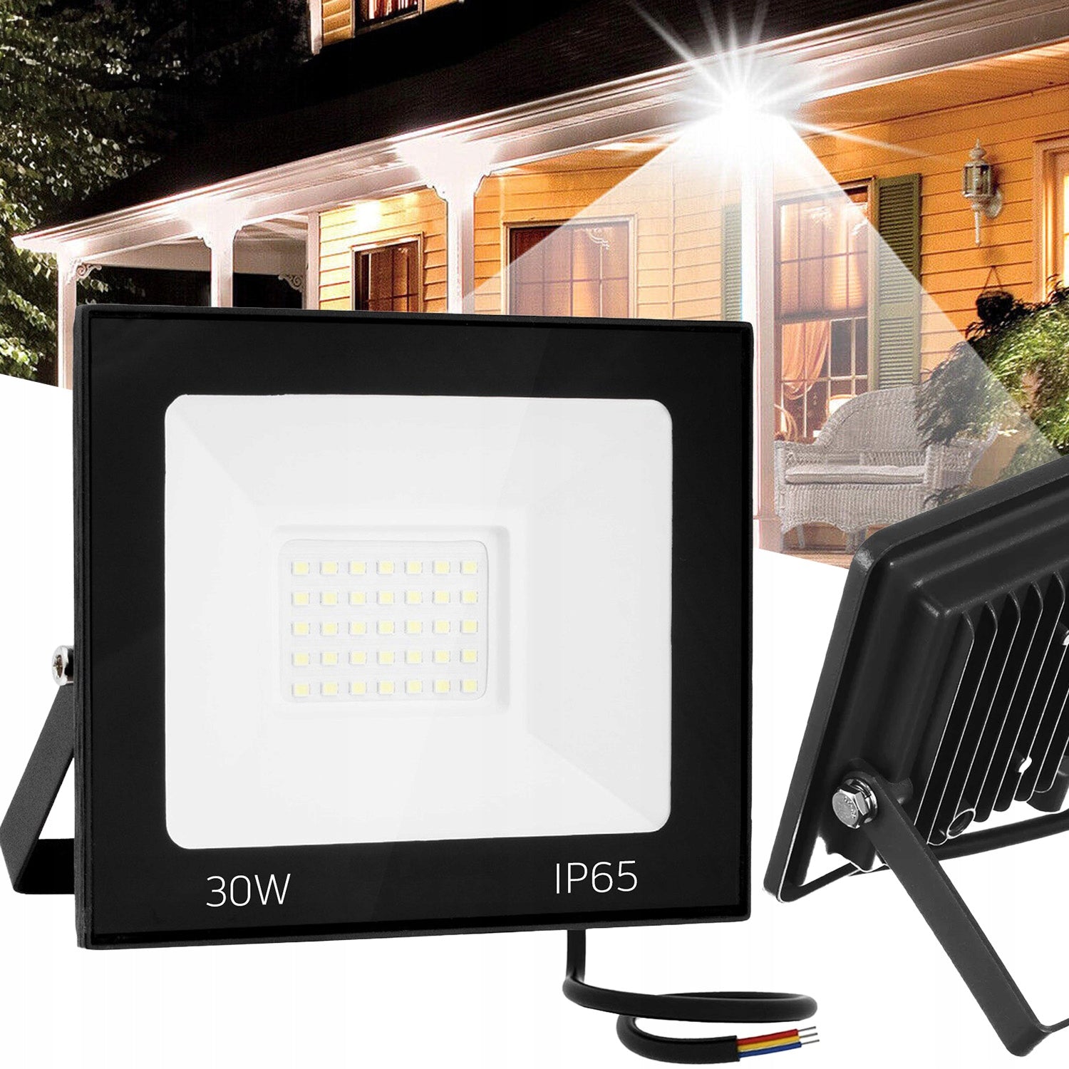 HALOGEN LED 30W CONSTRUCTION FLOODLIGHT STRONG WIRED MOVABLE