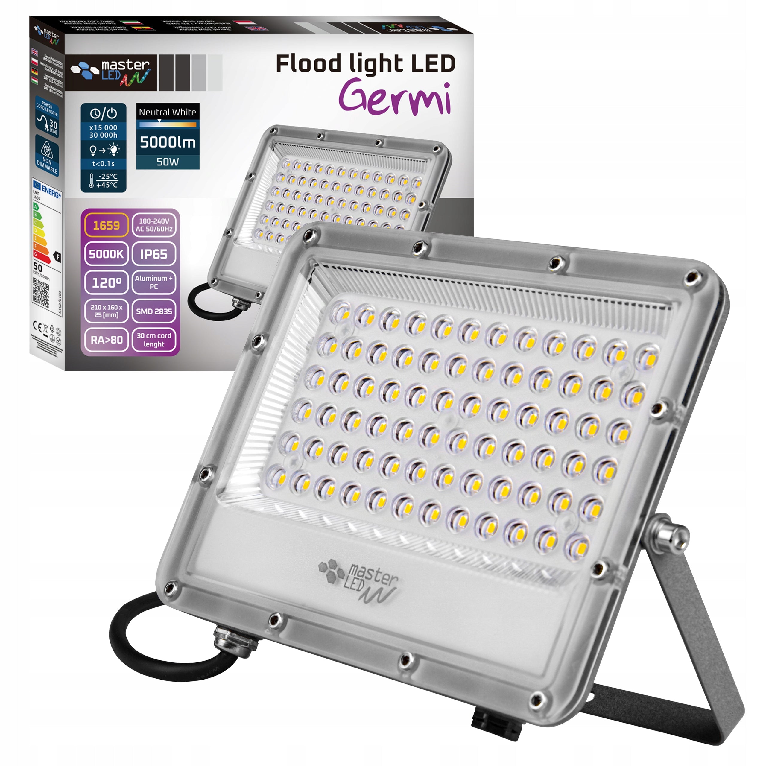 HALOGEN LED 50W LAMP 5000K OUTDOOR FLOODLIGHT IP65 For Garage