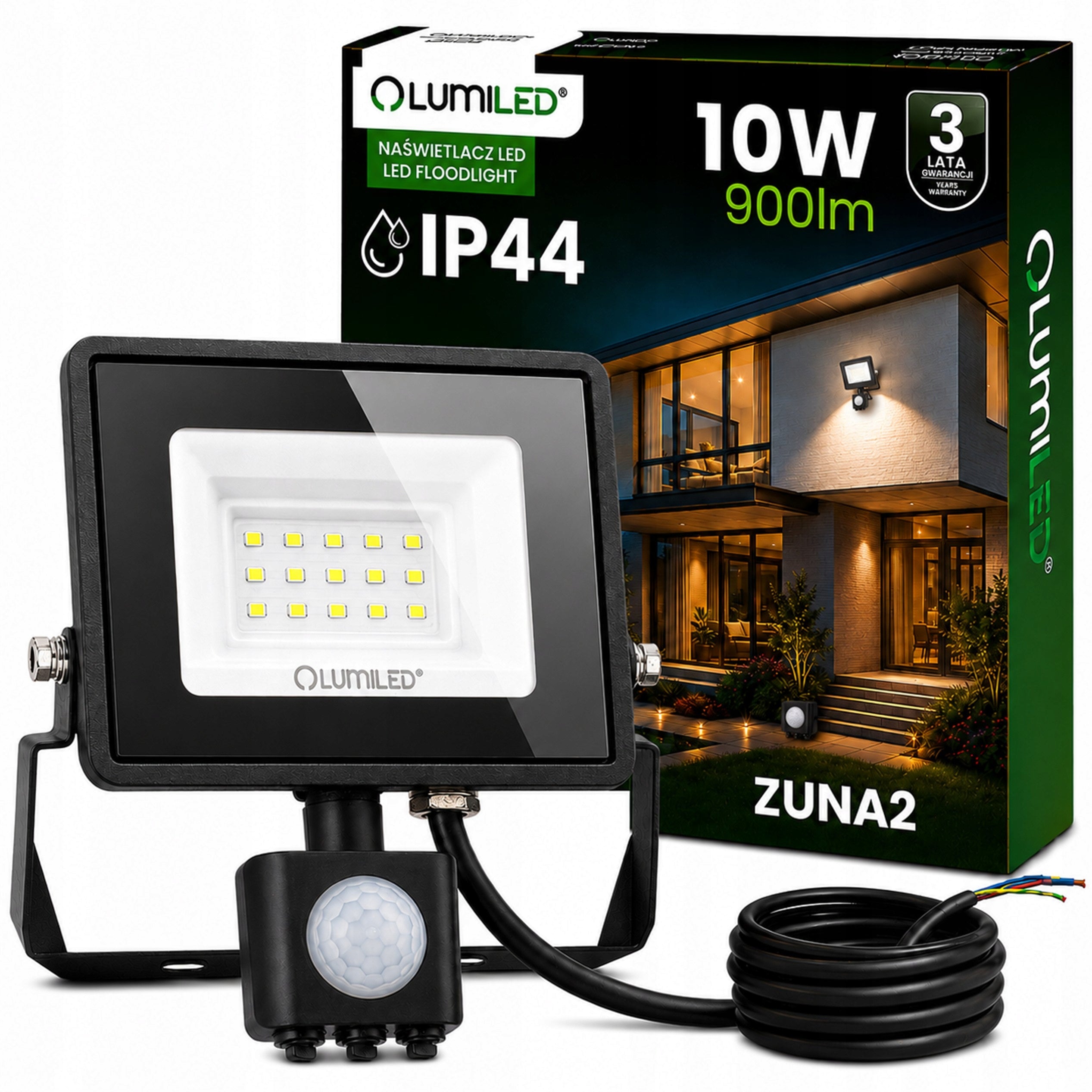 HALOGEN LED FLOODLIGHT 10W OUTDOOR LAMP WITH MOTION SENSOR SPOTLIGHT