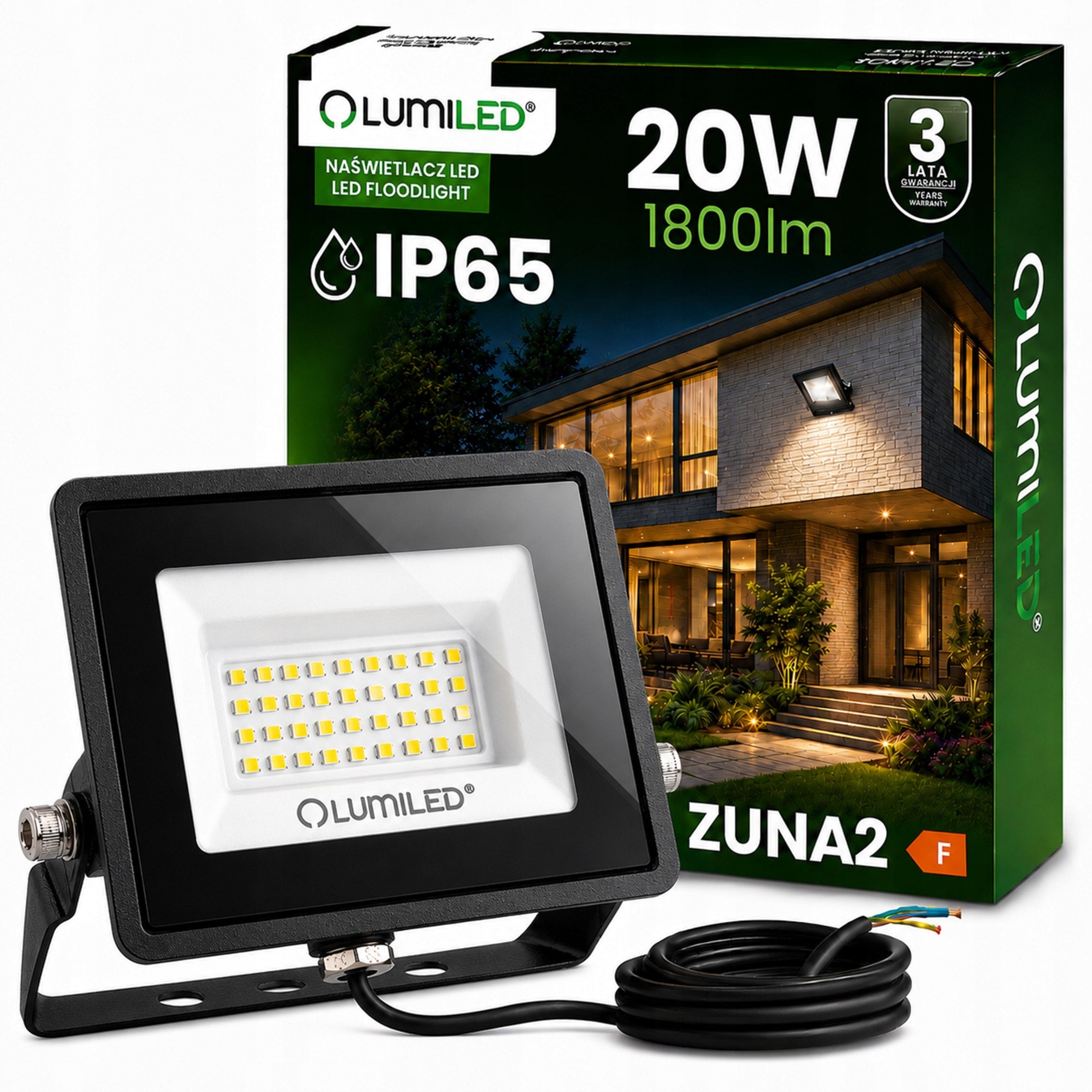 HALOGEN LED FLOODLIGHT 20W 4000K IP65 OUTDOOR SPOTLIGHT SLIM LAMP