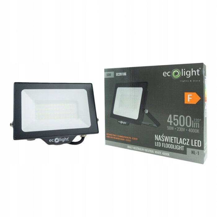 HALOGEN LED FLOODLIGHT NEUTRAL 50W 4000K 4500LM BLACK POSSIBLE SENSOR Color black