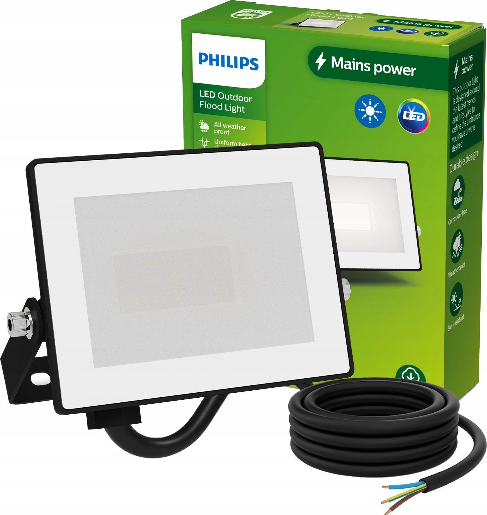 HALOGEN LED FLOODLIGHT PHILIPS LAMP 10W 950lm 3000K IP65 HEADLIGHT LOIS