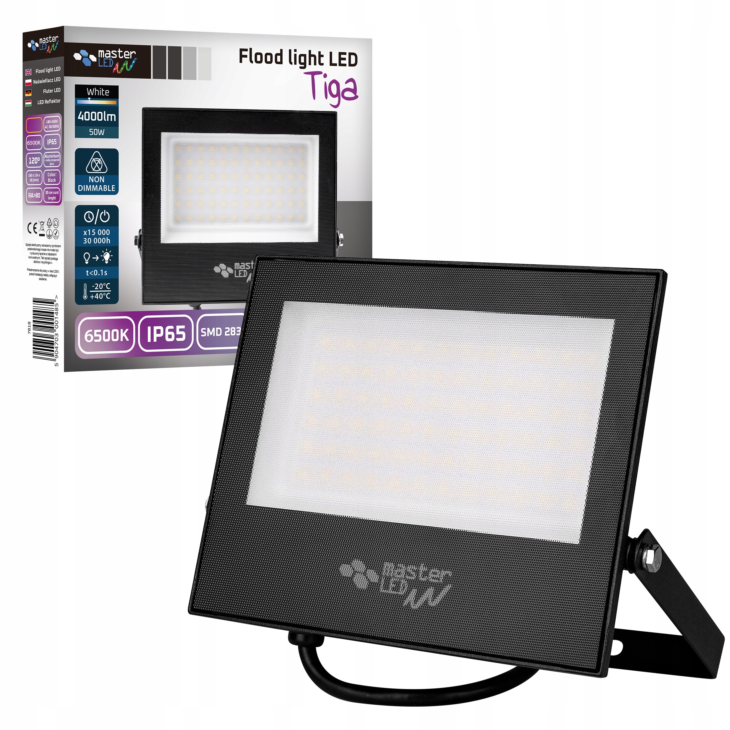 HALOGEN LED Floodlight Lamp 50W 6500K OUTDOOR IP65 For Garage Strong EAN (GTIN) 5904703005261