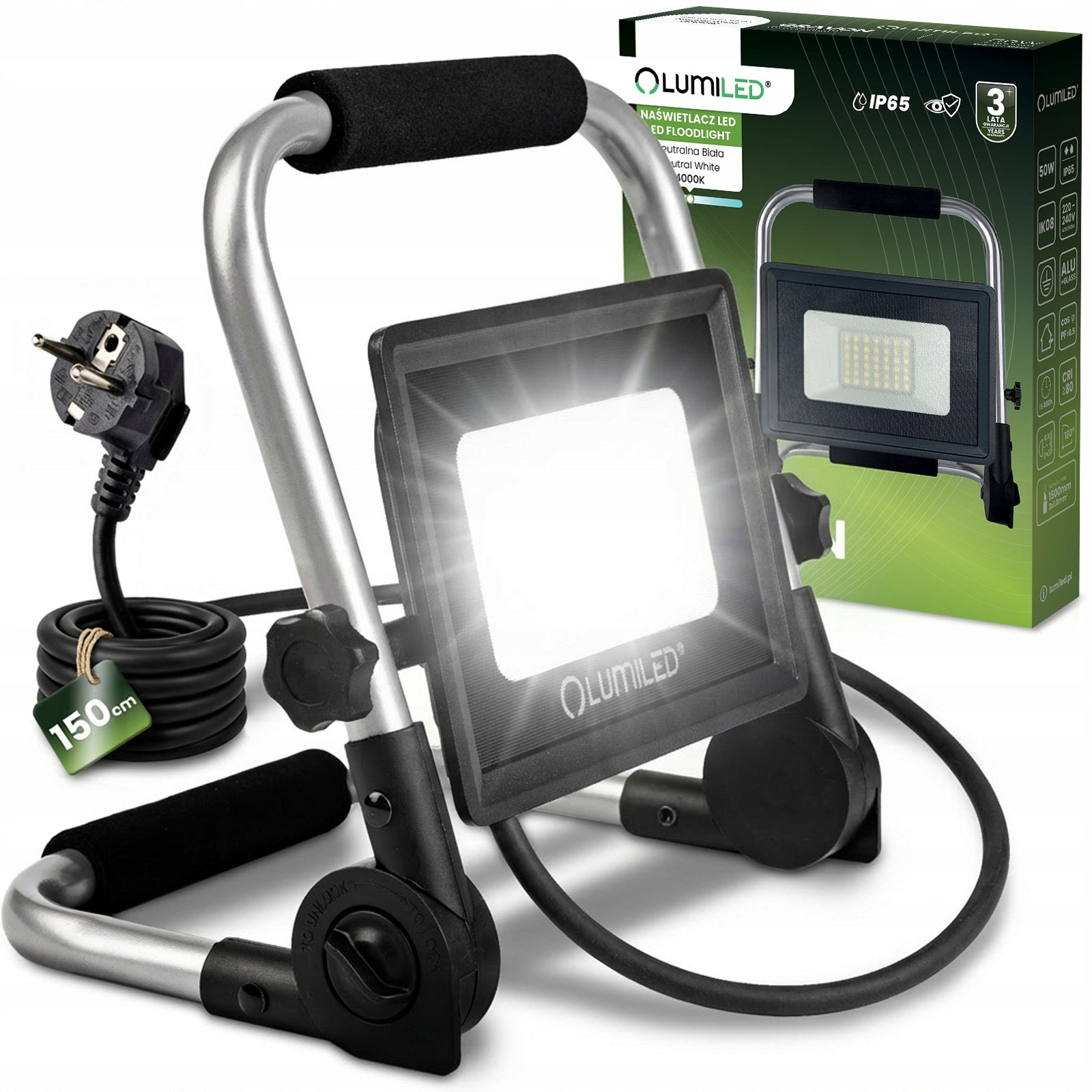 HALOGEN LED Floodlight Lamp 50W PORTABLE WORKING HANDLE
