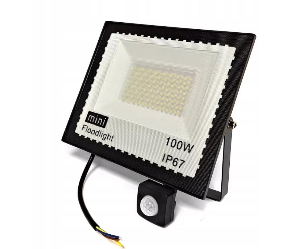 HALOGEN LED LAMP 100W MINI FLOODLIGHT SLIM MOTION SENSOR IP66 OUTDOOR