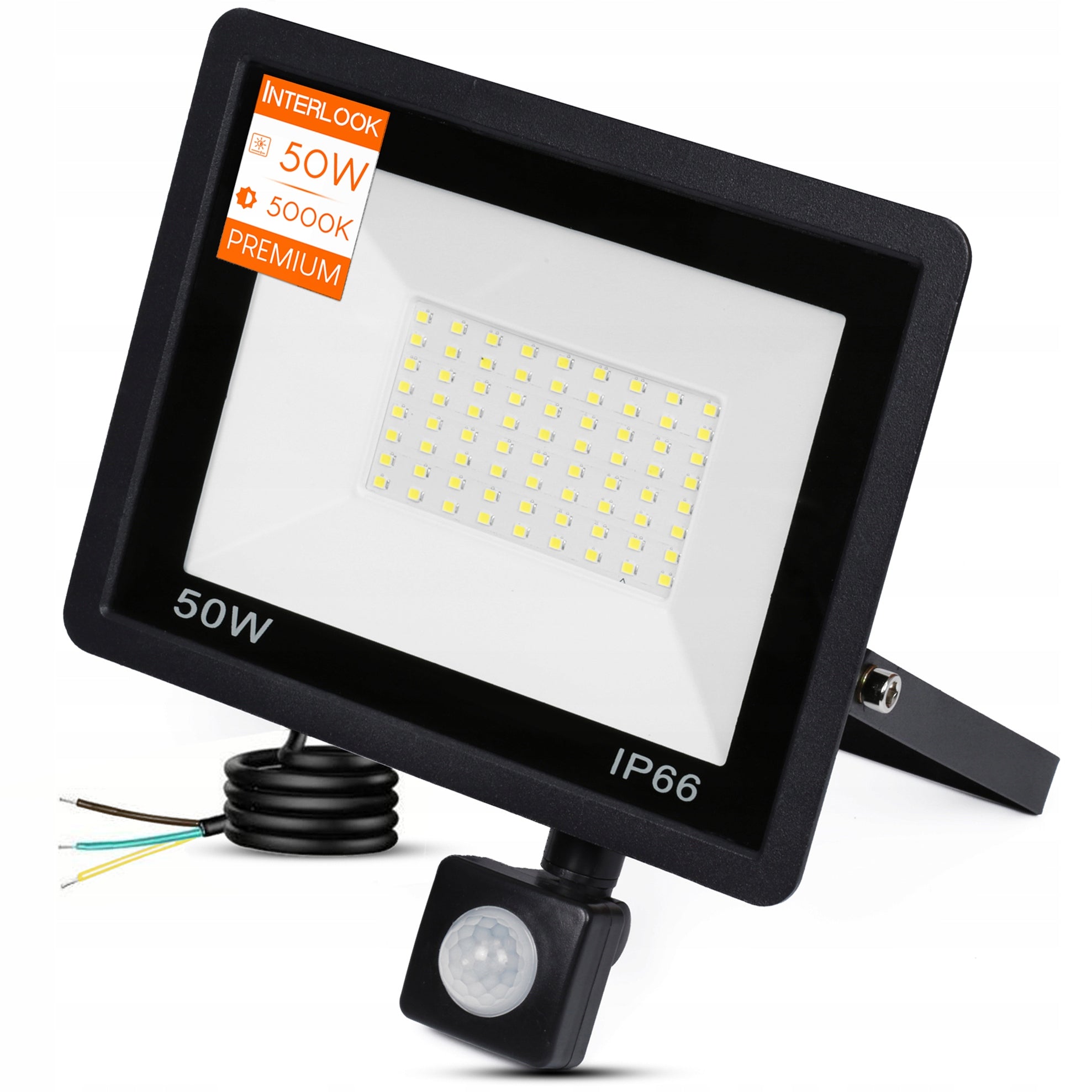 HALOGEN LED LAMP 50W DUSK MOTION SENSOR OUTDOOR FLOODLIGHT IP65